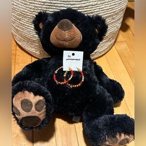 NWT free people red stone hoop earrings- medium size